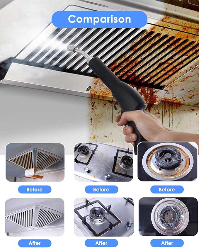 Moongiantgo High Pressure Steam Cleaner, 1700W Power High Temp Portable Handheld Cleaning Machine for Car Detailing, Tankless Heavy Duty for Home Use Kitchen Bathroom Grout Tile