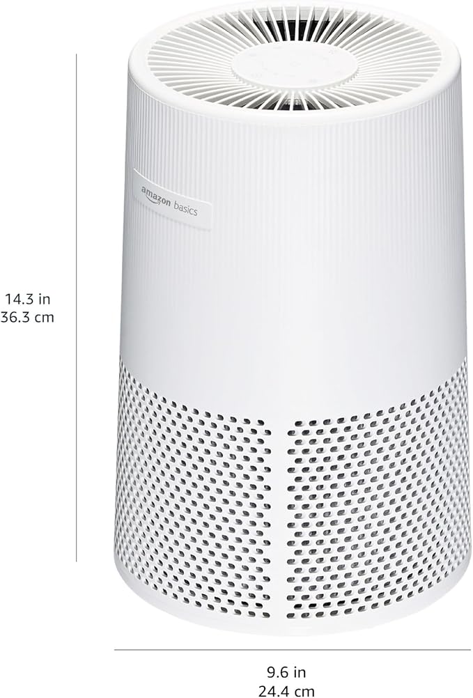 Amazon Basics Air Purifier for Home and Office, With 3-Stage Filtration, Filter With Activated Carbon, 3 Speeds, Timer, Sleep Mode (32db), Energy Star Certificate, Covers Up to 1067 Sq ft, White