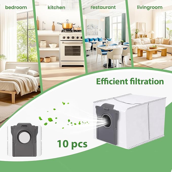10 Pack 3.2L Replacement Vacuum Cleaner Dust Bags Compatible with Dreame X50 Ultra/L10s Pro Ultra/X30 Ultra/X40 Ultra/L40 Ultra/L10s Ultra Gen2