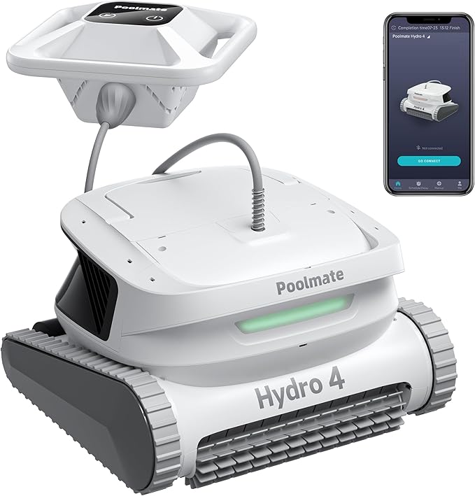 Robotic Pool Cleaner, Pool Vacuum Cleaner with Dual Inlet for Above/In ground Pools up to 1,614 Sq.ft, 210 Mins Runtime, Wall/Floor Cleaning, Waterline Tech, Smart Navigation, APP/Cloud Control