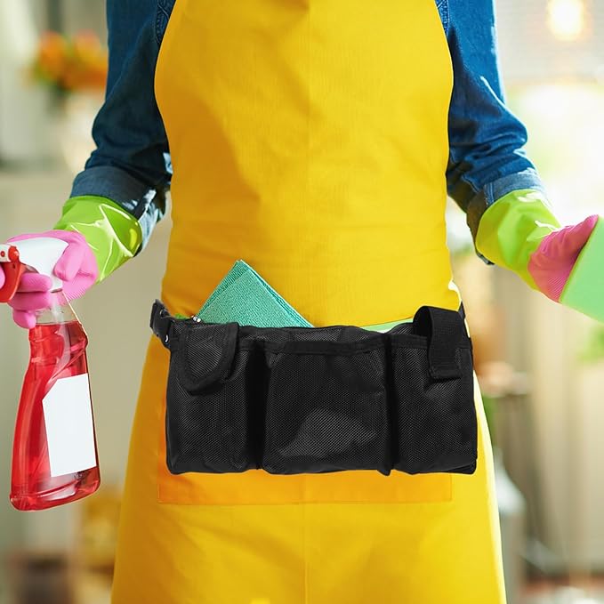 Cabilock Cleaning Belt Adjustable Waist Tool Bag with Multiple Pockets for Janitorial Work Gardening and Home Use 10.23X5.90X1.96 Inches Lightweight Durable Canvas