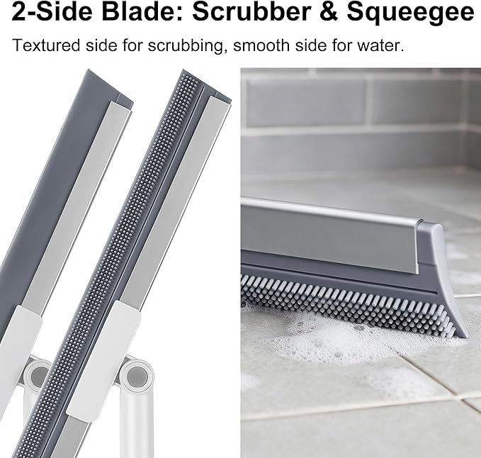 Professional Air Broom for Water & Pet Hair Removal, Floor Squeegee for Tile, Hardwood & Under-Furniture Cleaning with 51″-58″ Telescoping Handle & 180° Rotating Head