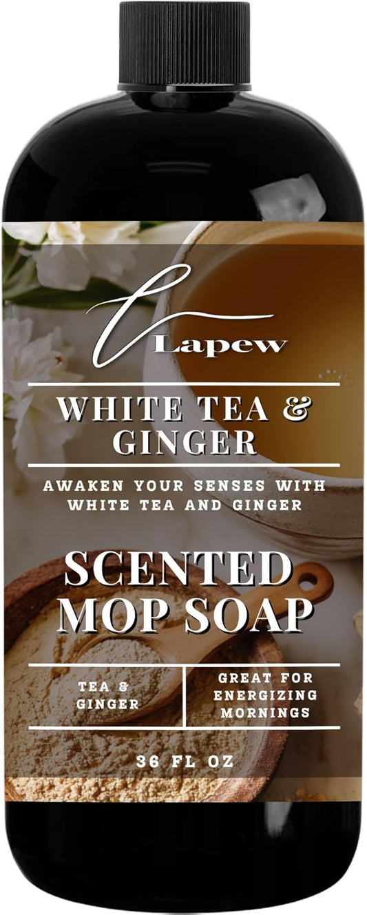 Luxury Floor Cleaner, Scented Mop Soap Concentrate | Hard Floor Cleaner for Tile, Vinyl, Laminate, LVP & Sealed Hardwood | Low-Foam, Streak-Free | 36 oz | White Tea & Ginger