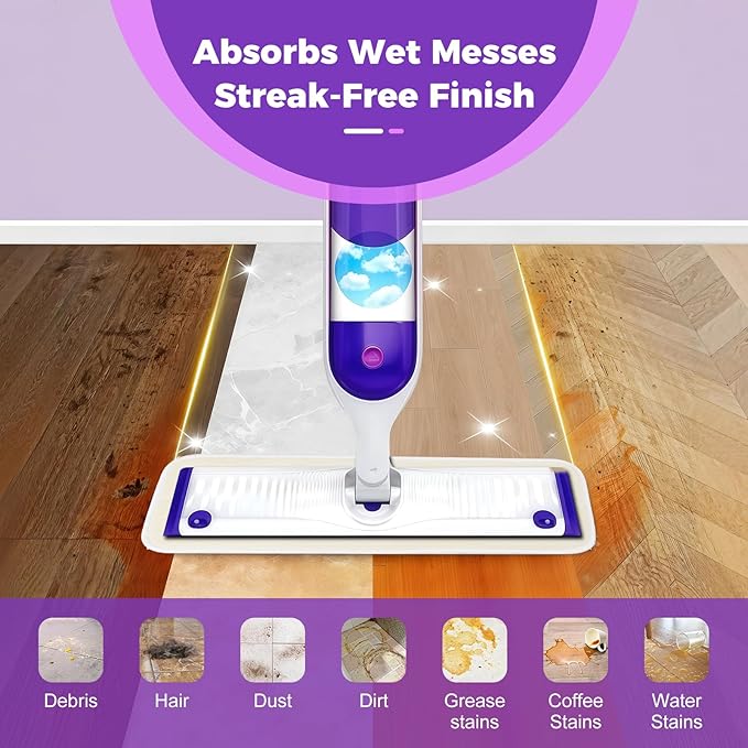 Reusable Pads for Swiffer® Power Mop™ - 100+ Wash Durable, High Absorption 4-Pack, Pet Hair Capture for Hardwood Tile & Vinyl Quick-Dry Refills