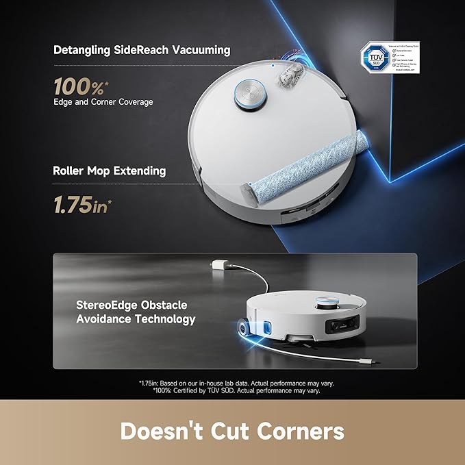 DREAME Aqua10 Ultra Roller Robot Vacuum and Mop & 30,000Pa Suction, Self-Cleaning Dock & Extending Roller Mop, Heat-Washes & Dries, Carpet Protection, AI Camera & LiDAR Avoidance Tech, Voice Control
