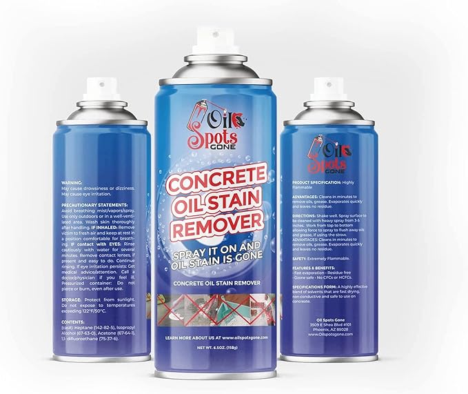 Oil Spots Gone – Concrete Oil Stain Remover Spray and Degreaser for Driveways – Heavy-Duty Oil Remover for Concrete, Pavers, and Stone – Fast Automotive Grease Clean Up, No Scrubbing Needed