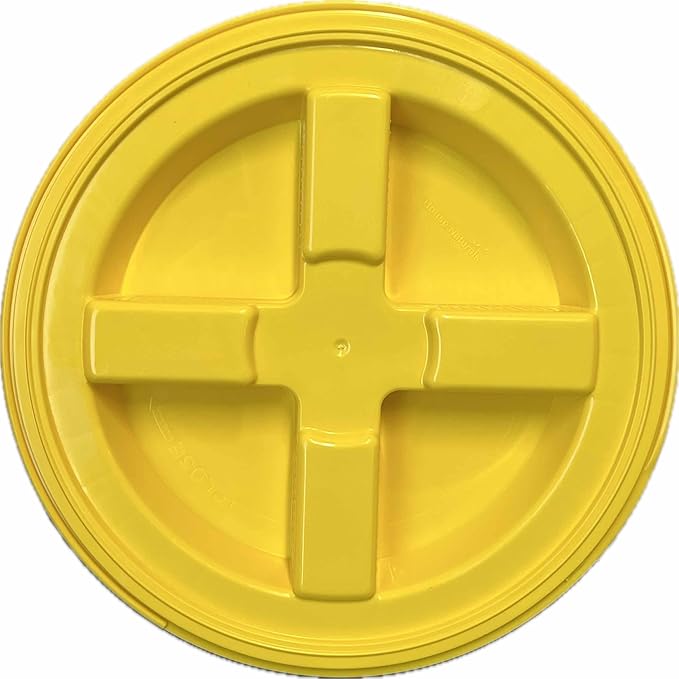 House Naturals Plastic Food Grade Made in USA Bucket with lid, Large 7 Gallon Container Comes with Screw On Lid (2, Yellow with Yellow lid)