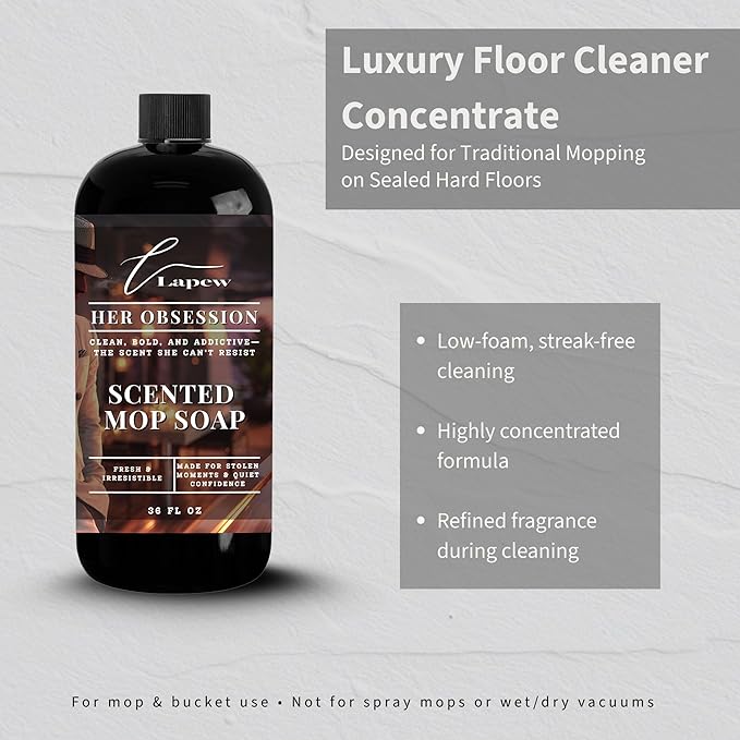Luxury Floor Cleaner, Scented Mop Soap Concentrate | Hard Floor Cleaner for Tile, Vinyl, Laminate, LVP & Sealed Hardwood | Low-Foam, Streak-Free | 36 oz | Her Obsession