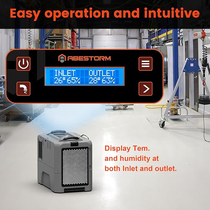 Abestorm LGR Commercial Dehumidifier, 180 PPD Crawl Space Dehumidifier with Pump, Drain Hose, Auto Defrosting Dehumidifiers for Crawl Space, Large Space, Basement, Industrial Use