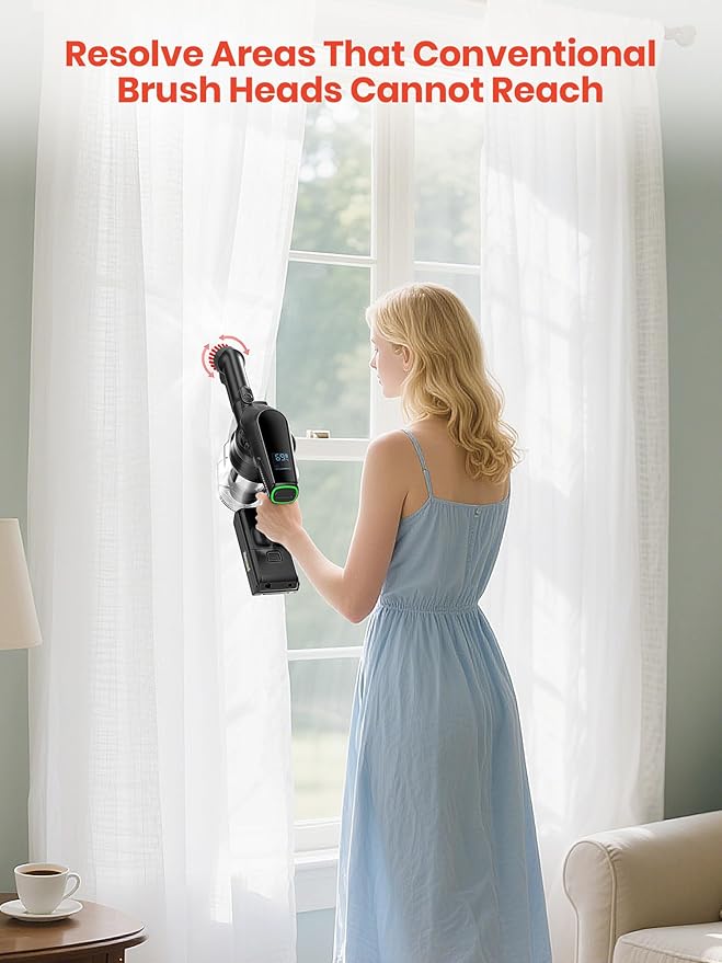 Honeywell Self-Cleaning Cordless Vacuum Cleaner, 8-in-1 Lightweight Stick Vacuum with 60Mins Runtime, Powerful Suction, Rechargeable Cordless Vacuum for Pet Hair/Carpet/Hardwood Floor, VC16