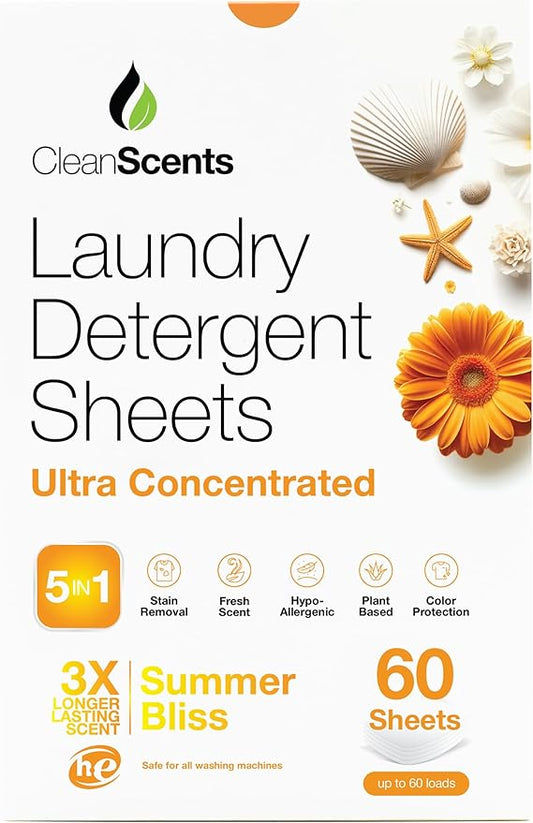 CleanScents Laundry Detergent Sheets (60 Sheets) (Summer Bliss)