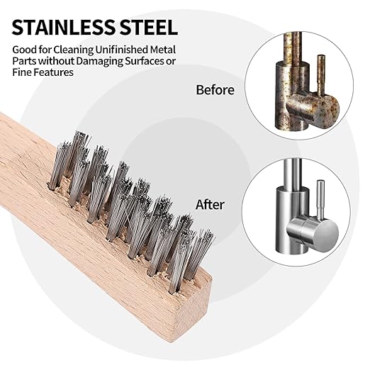Wood Handle Wire Scratch Brush Sets (18, 18Pack-7in Stainless Steel Small Wire Scratch Brushes with Beech Wood Handle)