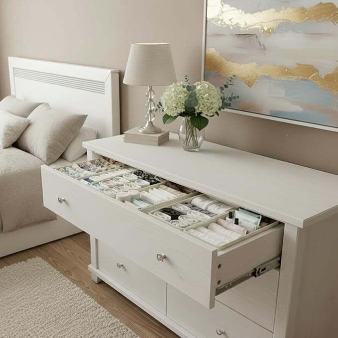 Small Foldable Fabric Drawer Organizer 3-Pack - 11“ Breathable Closet & Dresser Storage Bins for Socks, Underwear, Bras & Baby Clothes, Gray