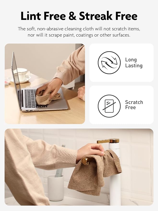 Fantasticlean Microfiber Cleaning Cloth Roll -40 Pack, Tear Away Microfiber Towels, 12" x 12", Reusable, Washable, Scratch Free, Ultra Absorbent for All-Around Cleaning Supplies (TAN)
