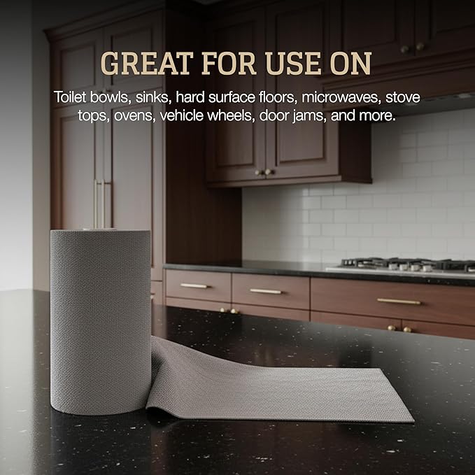 CAMPANELLI Pro Series Utility Microfiber Towel Roll | Lint-Free Multi-Purpose Microfiber Towels Reusable Cleaning Cloths for Home, Garage, Kitchen and Car Detailing | 50 Count - Gray