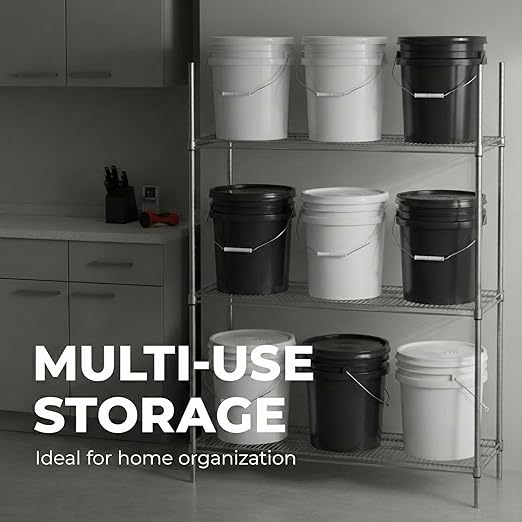 Hudson Exchange 7 Gallon (2 Pack) Large Bucket Pail Container with Easy Peel Lid, Food Grade BPA Free HDPE, Natural