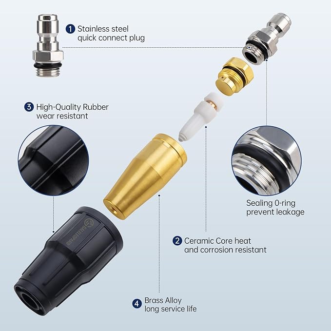 Turbo Nozzle Pressure Washer, 4000 PSI Pressure Washer Tips Rotating Turbo Nozzle, 1/4" Quick Connect Pressure Washer Replacement for Cleaning Concrete, Brick Surface (4.0 GPM)