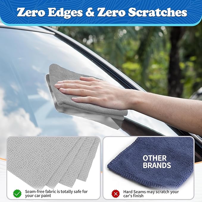 FIXSMITH Microfiber Cleaning Cloth, Shop Towels Bulk, 24 Pack Microfiber Towels for Cars, All-Purpose Absorbent Cleaning Rags, Dust Cloth for Automotive, Mechanic, Garage, Bar, 12 x 11 inch