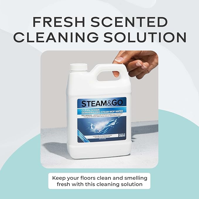 Steam and Go Demineralized Water Bundle - Multi-Surface Cleaning Solution for Steam Mop, Ready-to-Use Floor Cleaner, No PVC, Home & Office Use, Compatible w/Any Mop - Assorted Scents, 32oz, Pack of 4