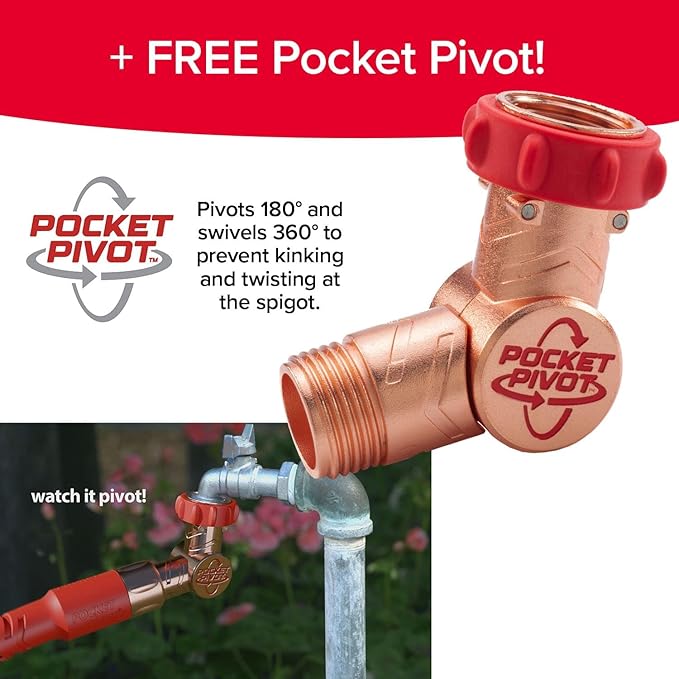 Pocket Hose Copper Head Expandable Garden Hose 25 ft with Pocket Pivot, No Tangles, AS SEEN ON TV, 360° Swivel, Tri-Tex Tubing, Force Field Jacket, Lead-Free, No-Kink, Anti-Burst w/APT
