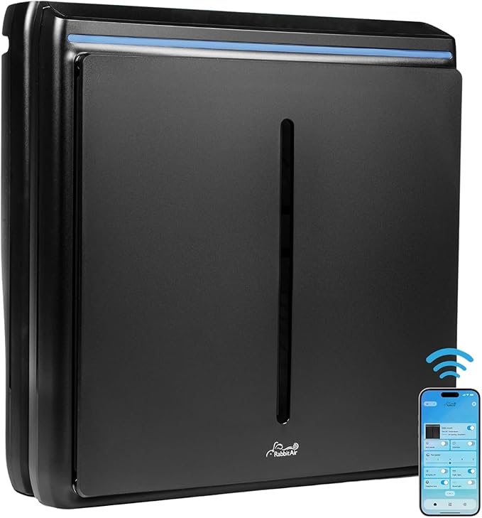 Rabbit Air, A3 SPA-1000N Air Purifiers for Home, Ultra Quiet HEPA Air Purifier - Wall Mountable Air Purifiers for Home Large Room, Allergies, Dust, Mold, Smoke & VOCs - (Black, Odor Remover Filter)