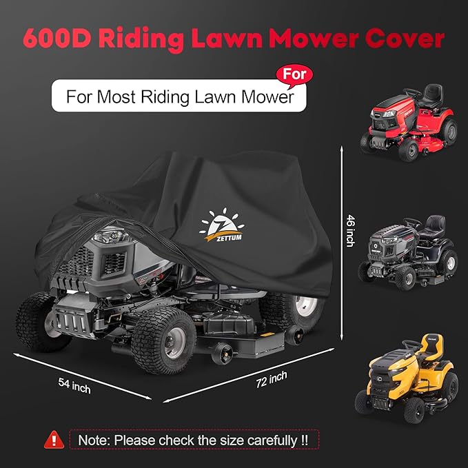 Zettum Riding Lawn Mower Cover - Lawn Tractor Covers Waterproof & Heavy Duty, 600D Outdoor Mower Cover Universal fit with Storage Bag for John Deere, EGO, Toro, Craftsman, Husqvarna, Honda and More