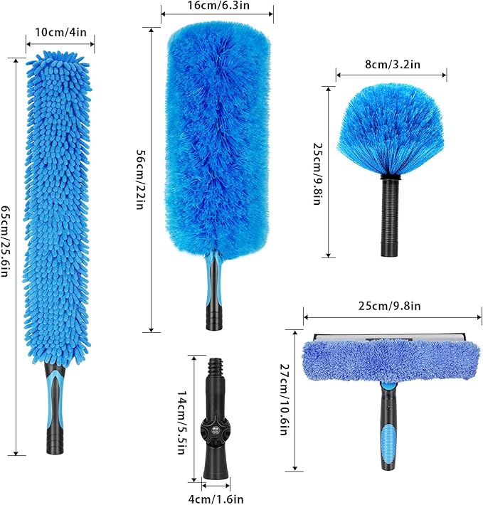 36 Foot High Ceiling Duster Kits with 4.7-30 FT Carbon Fiber Extension Pole, Feather Duster, Cobweb Duster, Ceiling Fan Duster, Window Squeegee & Cleaner with Pole 30 Ft