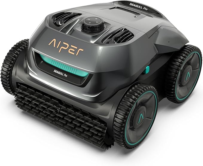 AIPER Seagull Pro Cordless Robotic Pool Cleaner, WavePath Navigation, Wall-Climbing, Quad-Motor, 150 mins Runtime for Inground Pools up to 1,600 sq.ft, ZT6002 (Renewed)