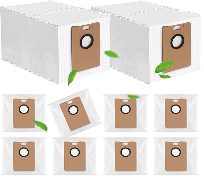 10-Pack Replacement Dust Bags for Tapo RV30 Max Plus/RV20 Max Plus - 4-Layer HEPA Filtration Vacuum Bags with 3L Large Capacity - Disposable Dust Bags for TP-Link Tapo Robot Vacuum Home Cleaning