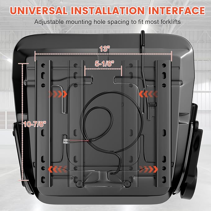 Universal Forklift Seat with Cover, Tractor Seat with Safety Belt, Adjustable Back and Armrest, Operator Safe Switch for Tractor, Mower, Excavator, Skid Loader, Dozer, Telehandler