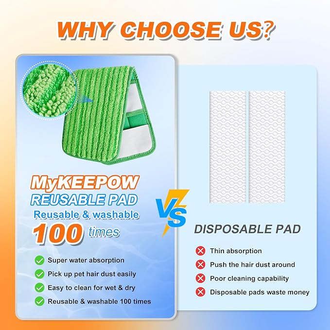 XL Wet Pads Refills for Swiffer XL Dry Sweeping Cloths Reusable XL Wet Mopping Pad Cleaning Cloths Microfiber Mop Pads for Hardwood Floor Cleaning (Green 3 Pack)