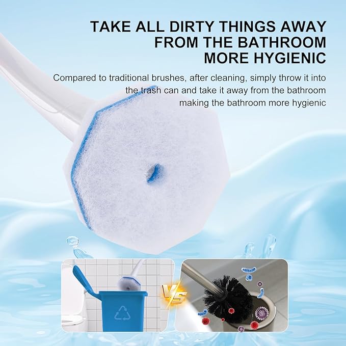 Upgraded 60pcs Toilet Wand Refills fits Clorox Toilet Wand, Thickened Cleaning Layer, Won’t Fall Apart, Disposable Bathroom Cleaning Scrub Pads with Fresh Scent, for Home & Commercial Use