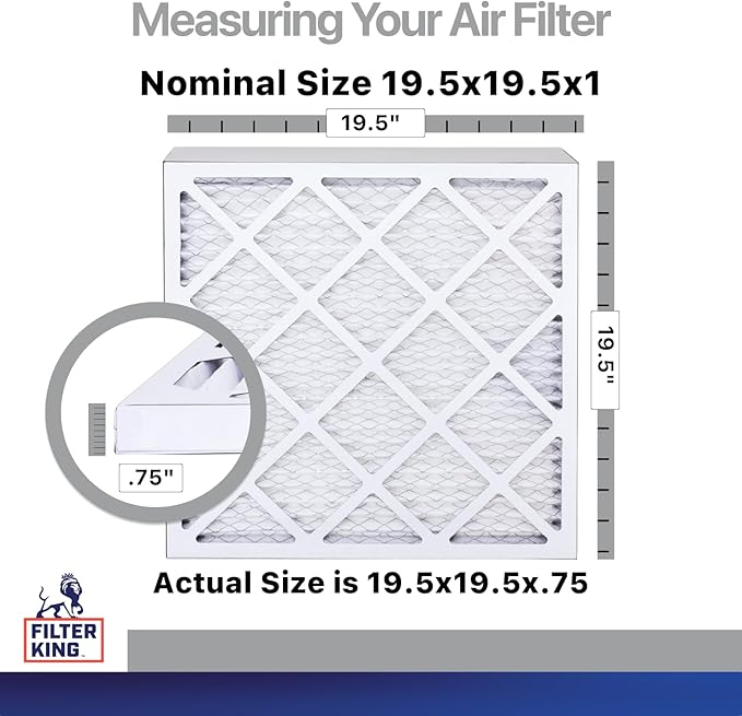 Filter King 19.5x19.5x1 Air Filter | 4-PACK | Carbon MERV 8 HVAC Pleated A/C Furnace Filters | MADE IN USA | Actual Size: 19.5 x 19.5 x .75"