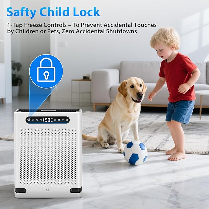 Air Purifiers for Bedroom Up to 2600 Ft², HEPA Air Purifier & Air Quality Display, Powerful Turbo Mode Air Cleaner for Pet Hair Odors Smoke Dust