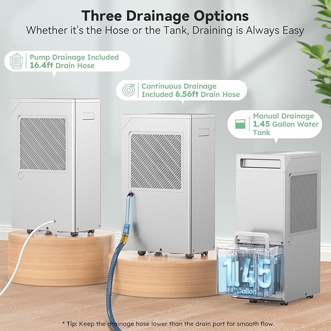 5000 Sq.Ft Energy Star Most Efficient 2024 Dehumidifier with Pump,DECIUU Max 100 Pint Dehumidifier for Basement with Drain Hose,Intelligent Humidity Control for Home Bathroom Garage