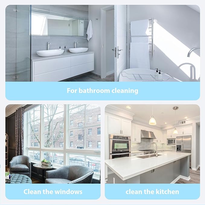 3 in 1 Window Cleaning Scraper Shower Squeegee for Glass Doors Mirror with Sprayer Squiggy for Windshield Cleaner Tool Washing Spray Home Floor Scraper(Blue:Long Style)