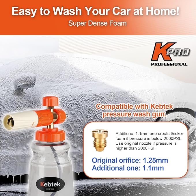 Short Pressure Washer Gun with Swivel 5200 PSI，Power Washer Gun Compatible with Foam Cannon - Car Wash Foam Gun-1/4 Quick Connector, with Nozzle Tips (MRP-003-B-spray Gun+Foam Pot)