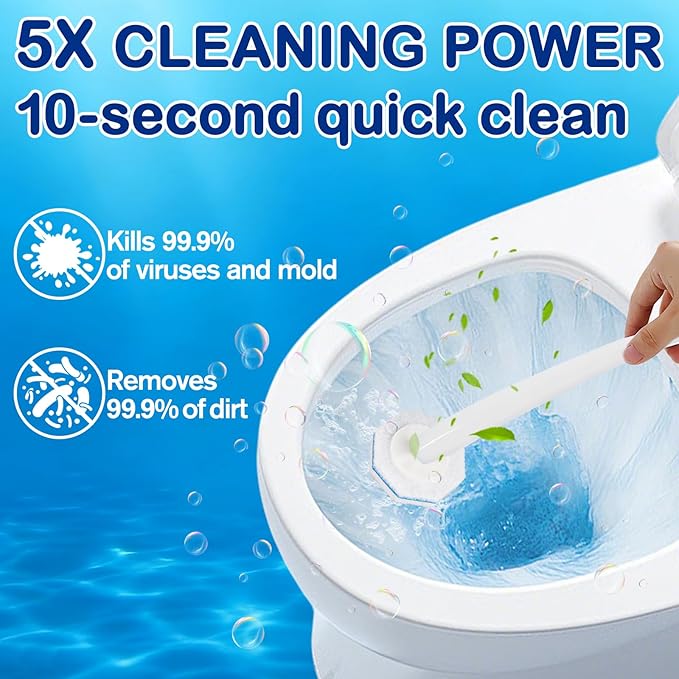 80 Count Disposable Toilet Wand Refills for Clorox Toilet Wand, Compatible with Most Toilet Wand Refill System, 5X Cleaning Power Scrubber Refill,360° Efficient Cleaning, No Falling Apart