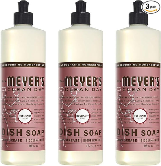 Mrs. Meyer's Clean Day Liquid Dish Soap, Rosemary, 16 Ounce Bottles, 3pk