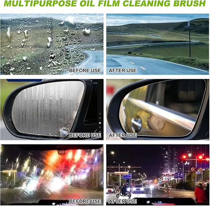 2 Set Oil-Free Car Glass Brushes, Upgrade 2.0 Clear Vision Glass Cleaner, Oil Film Cleaning Brush for Automotive Windows, Clearvision Cars Windshield Cleaner Tool, Universal Cleaning Wipe Board