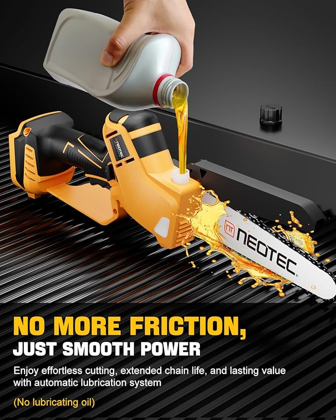 Mini Chainsaw Cordless Fit for Dewalt Battery 20V MAX, NEOTEC 6 Inch & 8 Inch electric Chainsaw with Auto Oiler & Tool-Free Tensioner, Brushless Saw for Tree Trimming,Branch Pruning (NO Battery)