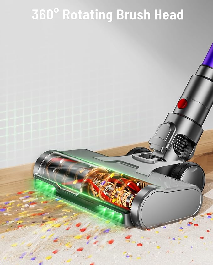 Cordless Vacuum Cleaner, 650W 55KPA 70Min Powerful Vacuum Cleaners for Home, Self-Standing Stick Vacuum Cordless Rechargeable/ Anti-Tangle/OLED Screen/1.8L Cup for Home Pet Hair/Carpet/Hardwood Floor