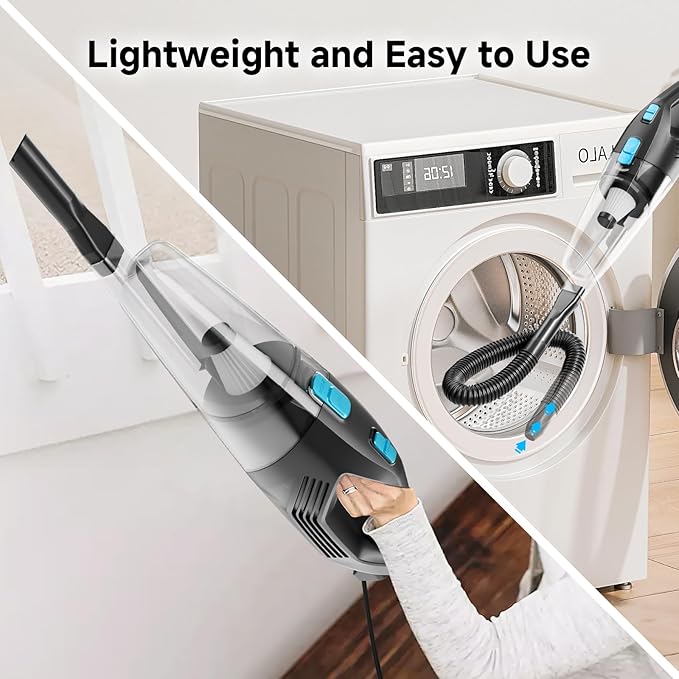 Corded Stick Vacuum Cleaner - Lightweight, Powerful Suction with 450W Motor, 3-in-1 16.4Ft Cord Vacuum Cleaners for Home, Hard Floor, Carpet, Pet Hair Light Blue