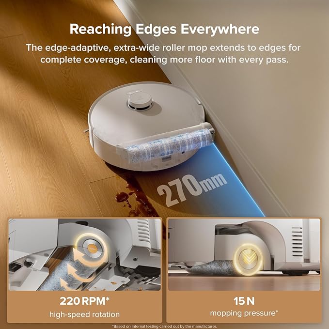 roborock Qrevo Curv 2 Flow Robot Vacuum and Mop, SpiraFlow Real-Time Self-Cleaning Roller Mop, 20,000 Pa, Dual Zero-Tangle System, AI Obstacle Avoidance, Heat-Washes & Dries Mop, Carpet Protection