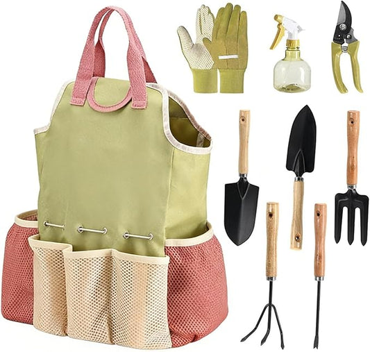 Gardening Hand Tools - 9-Piece Planting Equipment Kit - Outdoor Planting Accessories - for Digging Cutting Garden Outdoor Greenhouse Lawn Backyard Trimming Pruning Weeding