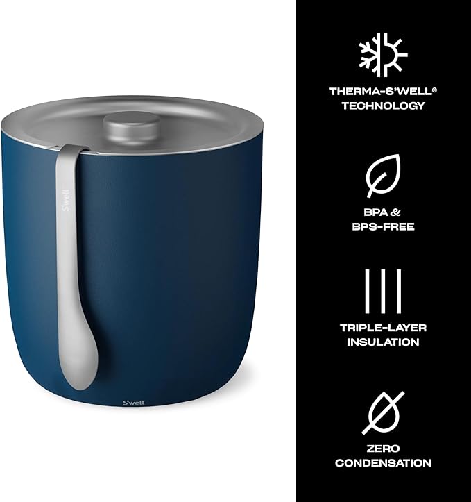 S'well Ice Bucket with Tongs, 68oz, Azurite
