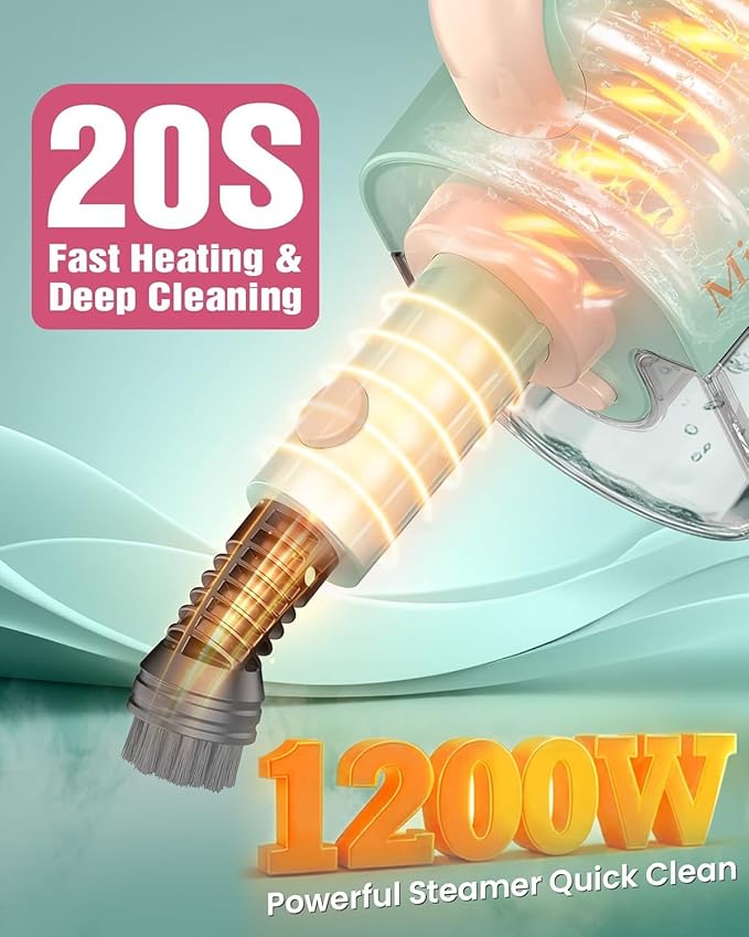 19-in-1 Steam Mop, 1200W Detachable Steam Mops for Floor Cleaning, 230°F Floor Steamer with 2 Modes, 3-Level Control & 350ML Tank for Hardwood, Carpet, Tile, Grout