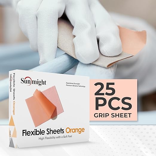 Sunmight 1500G Grip 25 Flexible Sanding Sheets - Premium Aluminum Oxide - Flexible Sandpaper Film Backing - Ceramic Alumina Grit - Sandpaper for Wood, Metal, Plastic & Automotive