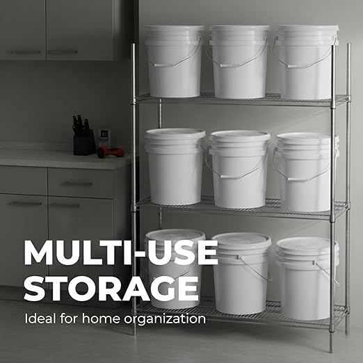 Hudson Exchange 7 Gallon (2 Pack) Large Bucket Pail Container with Easy Peel Lid, Food Grade BPA Free HDPE, White