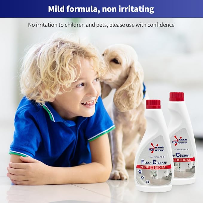 Floor Cleaning Solution 2 Bottles Refill, Fresh Scent, Compatible with Roborock Series & All Robot Vacuums, Eco-Safe, Streak-Free Formula for Hard Floors, Pet & Kid Friendly